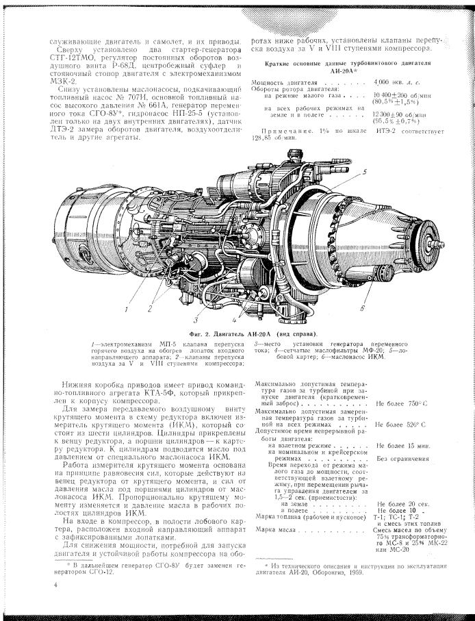 Ил-18В. Пассажирский самолет Ил-18В. Техническое описание. Книга 3. Силовая установка. 1960