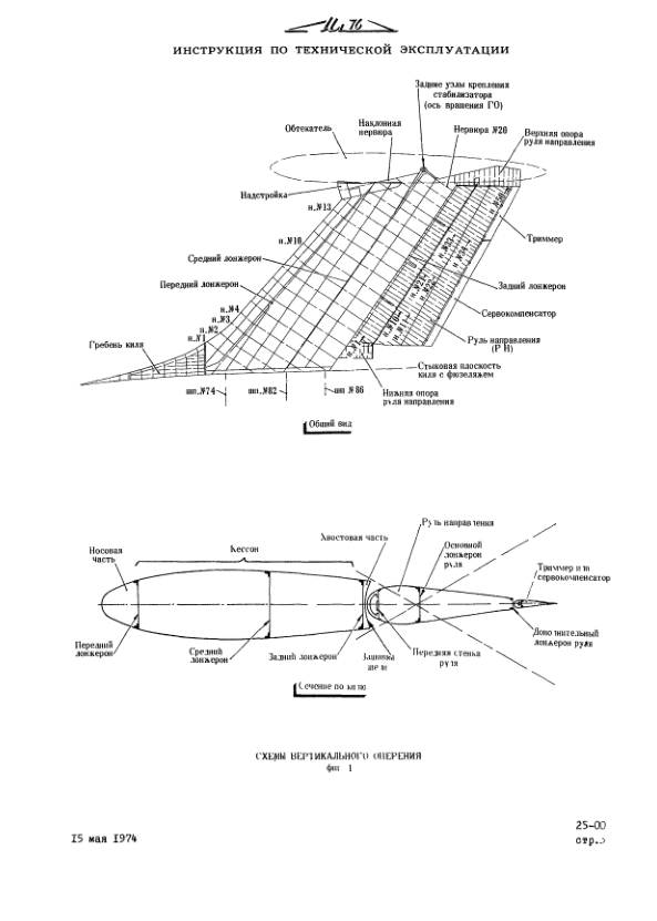 Ил-76ТД. Самолет Ил-76ТД. Инструкция по технической эксплуатации. Часть 2. Глава 25, 26. Хвостовое оперение, пилоны. 2002