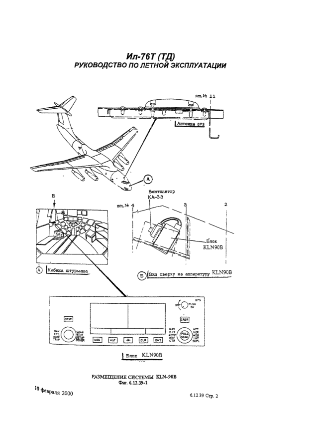 Ил-76Т. Руководство по летной эксплуатации. Приложение № 3. 6.12.39. Спутниковая навигационная система KLN-90B. 2000