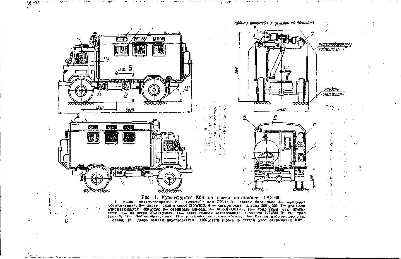 К66. Кузов-фургон типа К66 на шасси автомобиля ГАЗ-66. ТО и ИЭ К66.ТО. 1981