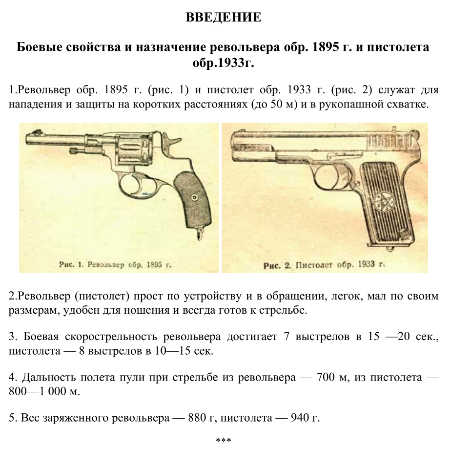 7,62-мм. Револьвер обр. 1895 г. и пистолет обр. 1933 г. Наставление по стрелковому делу. 1946
